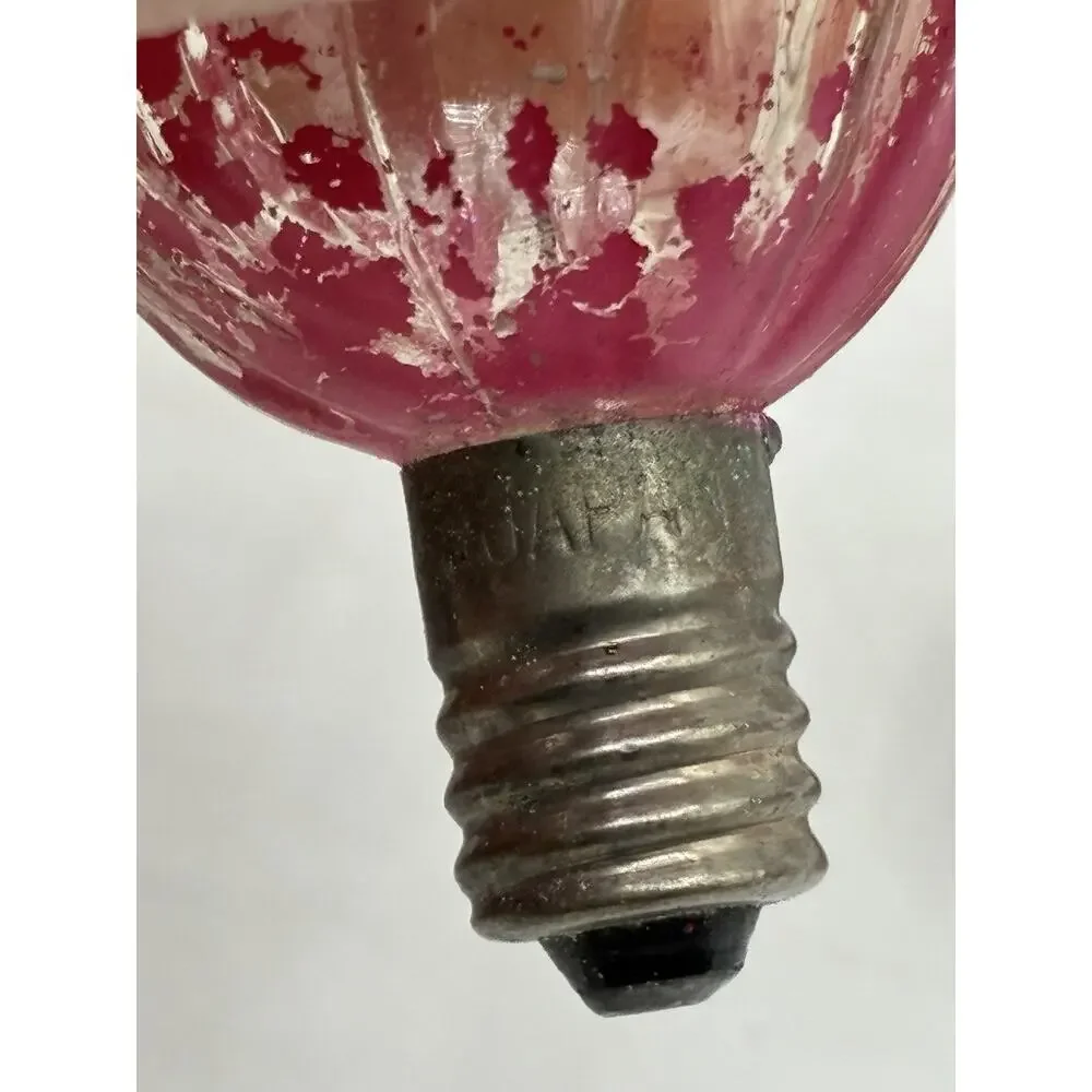 Lot 7 Vintage Christmas Bulbs Japan Crackle Finish C6 Green Pink White Amber